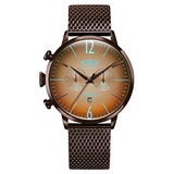 Welder Moody Stainless Steel Brown Mesh Dual Time Watch with Date 45mm