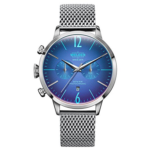  Welder Moody Stainless Steel Mesh Dual Time Watch with Date 42mm