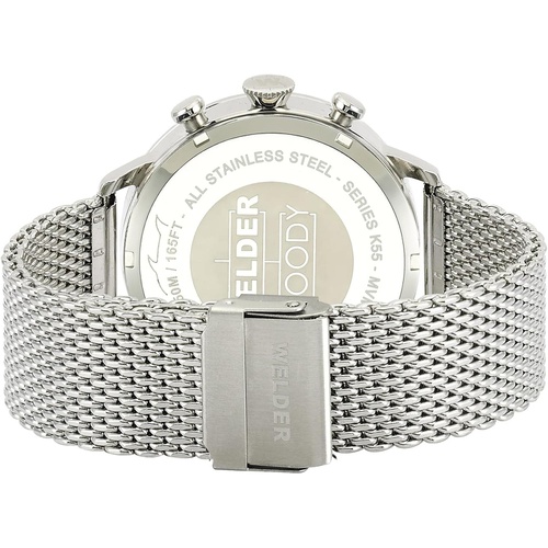  Welder Moody Stainless Steel Mesh Dual Time Watch with Date 42mm