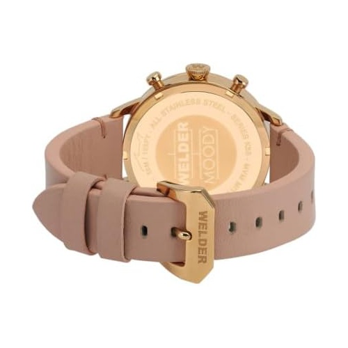  Welder Moody Pink Leather Dual Time Rose Gold-Tone Watch with Date 42mm