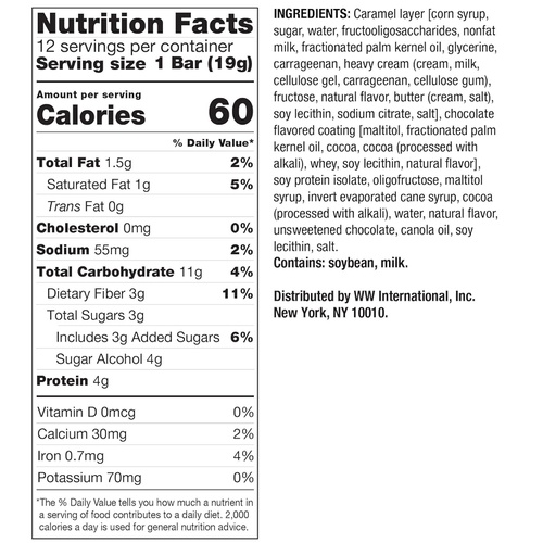  WW Chocolate Caramel Mini Bar - Kosher - 2 SmartPoints - 2 Boxes (24 Count Total) - Weight Watchers Reimagined