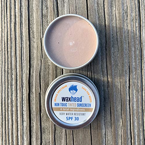  Waxhead Sun Defense Foods Waxhead Tinted Tins - Sport + Waterman Sunscreen Paste, 4 Ingredients, Biodegradable Sunscreen Reef Safe, Eco Friendly, Surf Sunscreen Tin, Non Nano Zinc Oxide (SPF 30, 5-pack, Tin