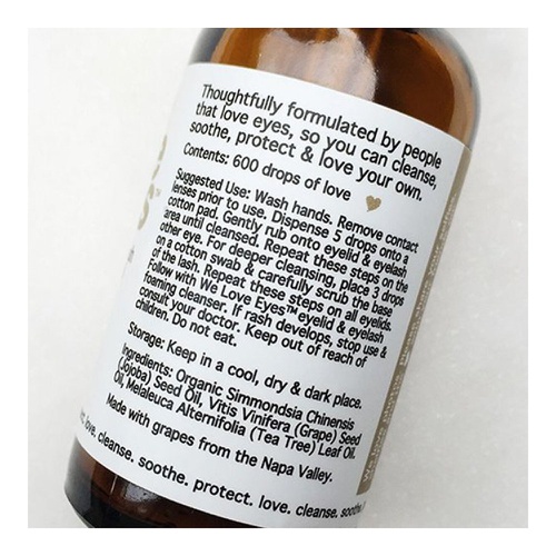  We Love Eyes- All Natural Tea Tree Eyelid Cleansing Oil - Eyelid Scrubs - Eyelid Hygiene - Wash away Bacteria, Demodex, Debris - 100% Preservative Free - Australian Tea Tree Oil -