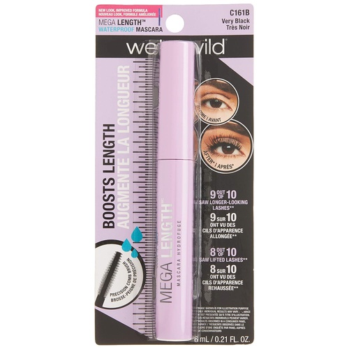  wet n wild Mega Length Waterproof Mascara, Very Black, 0.21 Ounce