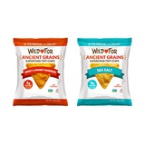 WILD FOR Tortilla Chips | Made with Teff an Ancient Grain | High Plant Protein | Superfood Vegan Snacks | Gluten Free | Sea Salt & BBQ Variety | 14 oz (4 x 3.5 oz bag)