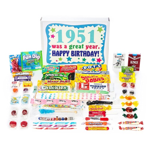  Woodstock Candy ~ 1951 70th Birthday Gift Box of Nostalgic Retro Candy Mix from Childhood for 70 Year Old Man or Woman Born 1951