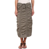 XCVI Stretch Poplin Double Shirred Panel Skirt