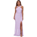 XSCAPE Long Sequin Cross Neck Dress