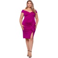 XSCAPE Plus Size Shift Scuba Off-the-Shoulder Dress Front Ruffle