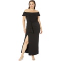 XSCAPE Plus Size Long Off-the-Shoulder Scuba Crepe