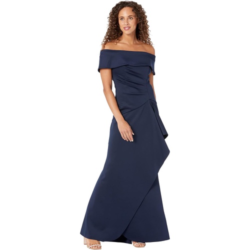  XSCAPE Long Scuba Off-the-Shoulder Dress