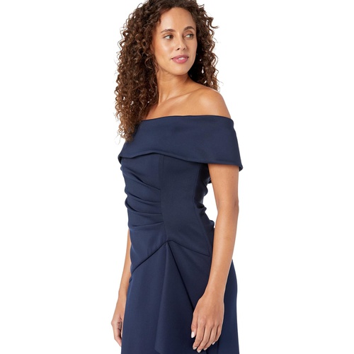  XSCAPE Long Scuba Off-the-Shoulder Dress