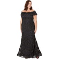 XSCAPE Plus Size Off-the-Shoulder Long Lace Dress