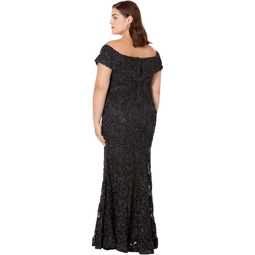  XSCAPE Plus Size Off-the-Shoulder Long Lace Dress