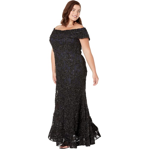  XSCAPE Plus Size Off-the-Shoulder Long Lace Dress