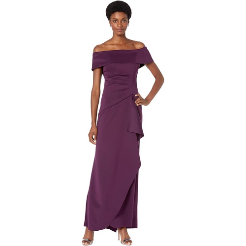  XSCAPE Long Scuba Off-the-Shoulder Dress