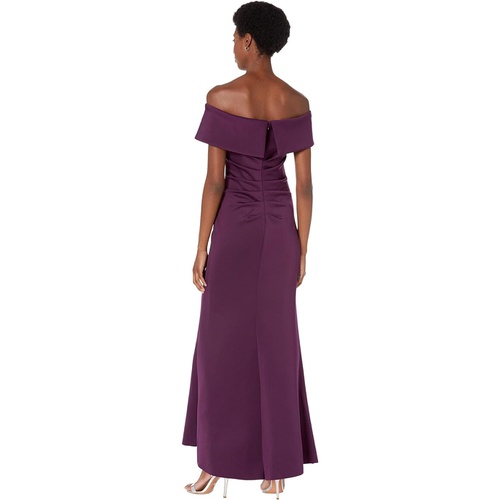  XSCAPE Long Scuba Off-the-Shoulder Dress