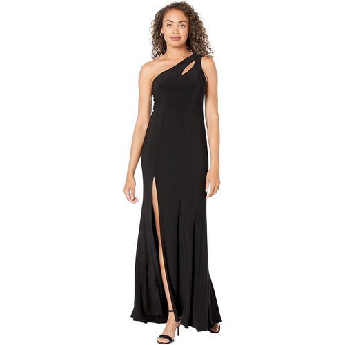  XSCAPE One-Shoulder Cutout Ity with Front Slit