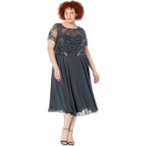 XSCAPE Plus Size Midi Chiffon Skirt Bead Top