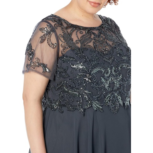  XSCAPE Plus Size Midi Chiffon Skirt Bead Top