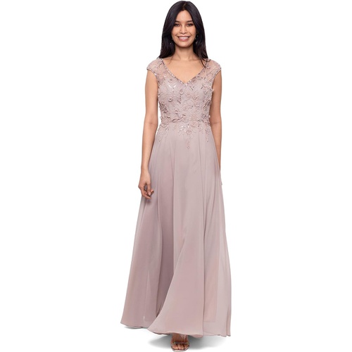  XSCAPE Long Chiffon Skirt with Beaded Top