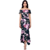 XSCAPE Midi Printed Scuba Off-the-Shoulder