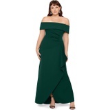 XSCAPE Plus Size Long Scuba Off-the-Shoulder Dress