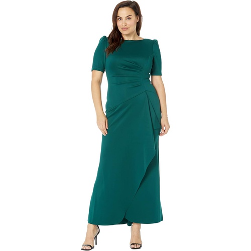  XSCAPE 3u002F4 Sleeve Long Scuba Dress with Side Ruching