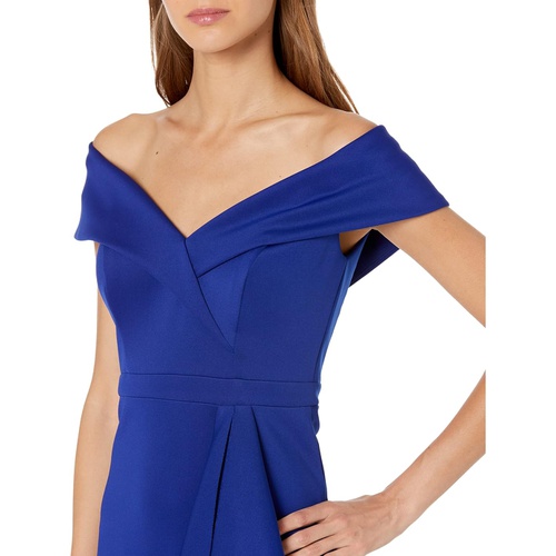  XSCAPE Short Scuba Off-the-Shoulder Dress with Ruffle