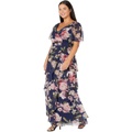 XSCAPE Long Tiered Print Chiffon