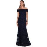 XSCAPE Off-the-Shoulder Long Lace Dress