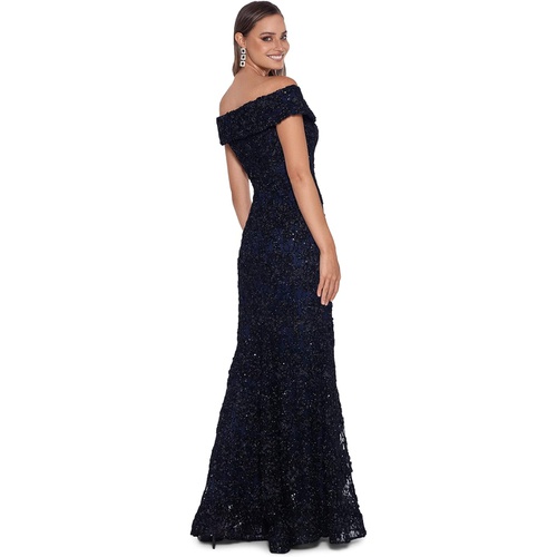  XSCAPE Off-the-Shoulder Long Lace Dress