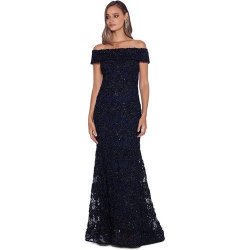  XSCAPE Off-the-Shoulder Long Lace Dress