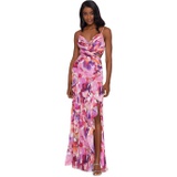 XSCAPE Long Print Chiffon Cutouts