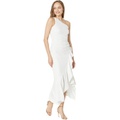 XSCAPE Midi One Shoulder Scuba Crepe Ruffle