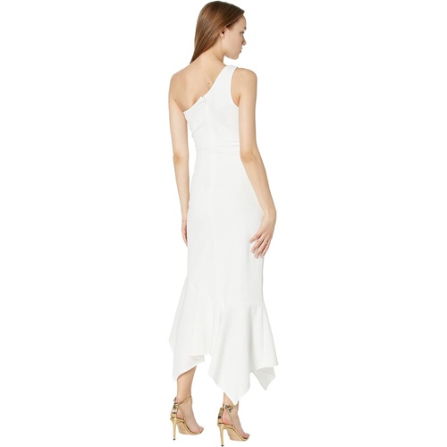  XSCAPE Midi One Shoulder Scuba Crepe Ruffle