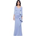 XSCAPE Long Sleeve Scuba Dress with Side Ruching