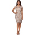 XSCAPE Short Sleeve Embroidered Lace Dress