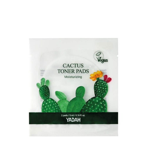  Yadah Cactus Toner Pads, 20 Count (2ea X 10) - Individually Wrapped Cruelty Free Facial Cleansing Exfoliator Toning Hydrating Wipes