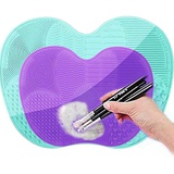 YUANDIANDIAN Makeup Brush Cleaning Mat, 2 Pack (1 Big+1 Small) Silicone Brush Cleaner Mat Makeup Brush Cleaner Pad Portable Makeup Brush Cleaning Tool for Girls, Women, Wife, Girlfriend, Daught