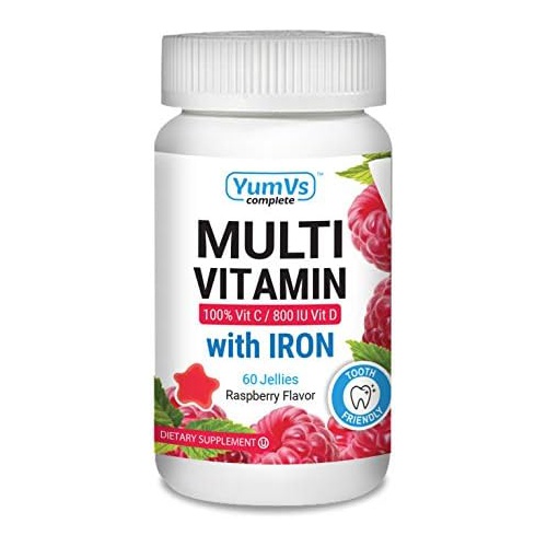  YumVs Complete Multivitamin and Multimineral w/ Iron Jellies (Gummies), Berry Flavor (60 Ct); Daily Dietary Supplement for Men and Women, Vegetarian, Kosher, Halal, Gluten Free