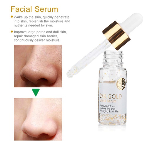 YUYTE 15ML 24K Gold Foil Snail Facial Serum Firming,Moisturizing Face Skin Care Essence Liquid
