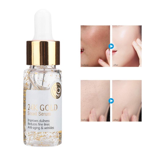  YUYTE 15ML 24K Gold Foil Snail Facial Serum Firming,Moisturizing Face Skin Care Essence Liquid