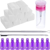 Yaomiao Nail Polish Remover Tools, Include Nail Polish Remover Bottle, Triangle Cuticle Pusher, Stainless Steel Pusher, 500 Pieces Polish Remover Cotton Pads, 10 Pieces Plastic Nail Remove