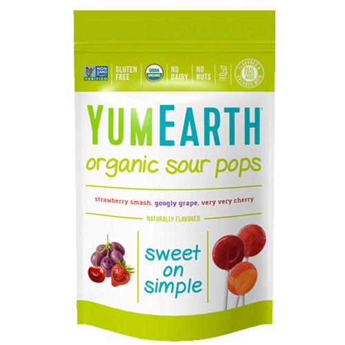  YumEarth Organic Sour Lollipops, 3 Ounces, 14 Lollipops, 6 pack