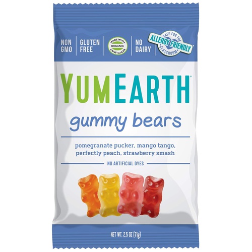  YumEarth Gluten Free Gummy Bears, Assorted Flavors, 2.5 Oz Bag - Allergy Friendly, Non GMO (Packaging May Vary)