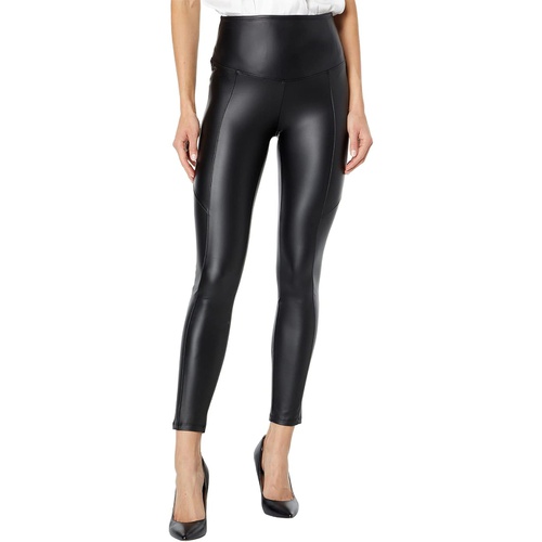  Yummie Faux Leather Leggings wu002F Front and Back Seams