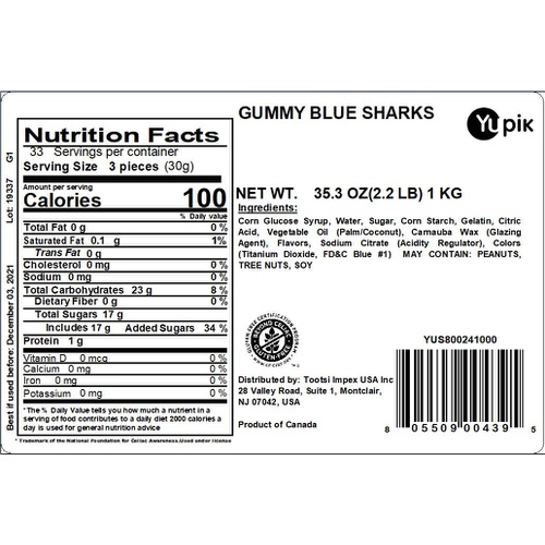  Yupik Blue Shark Gummies, 2.2 Pound