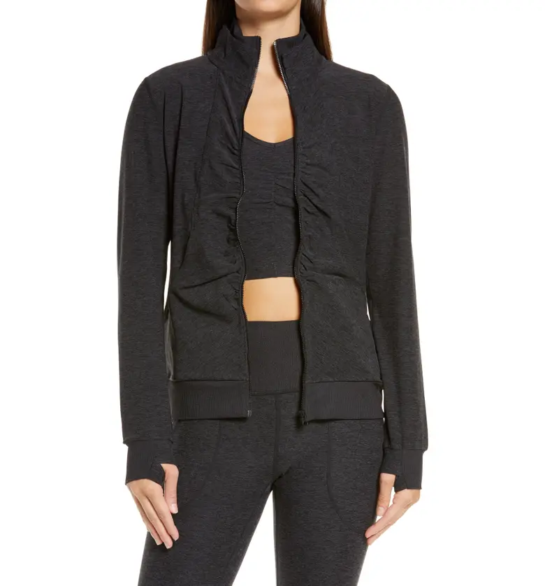 Zella Lola Restore Soft Lounge Cozy Jacket_BLACK