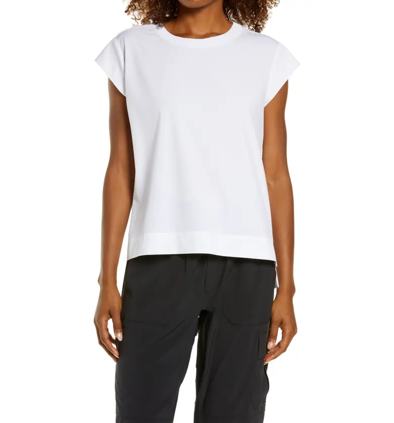 Zella Womens Pursuit Cap Sleeve T-Shirt_WHITE